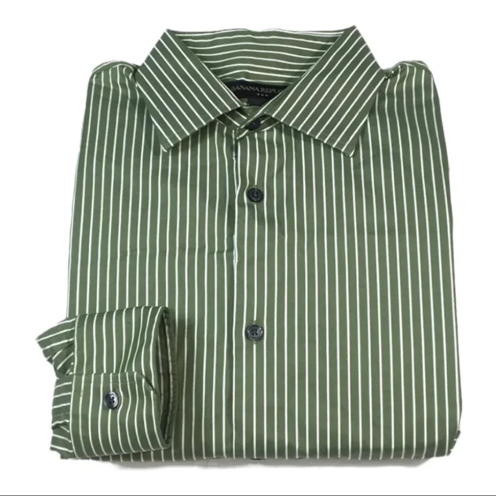 BF178 Mens Banana Republic Striped Button Front Career Shirt L